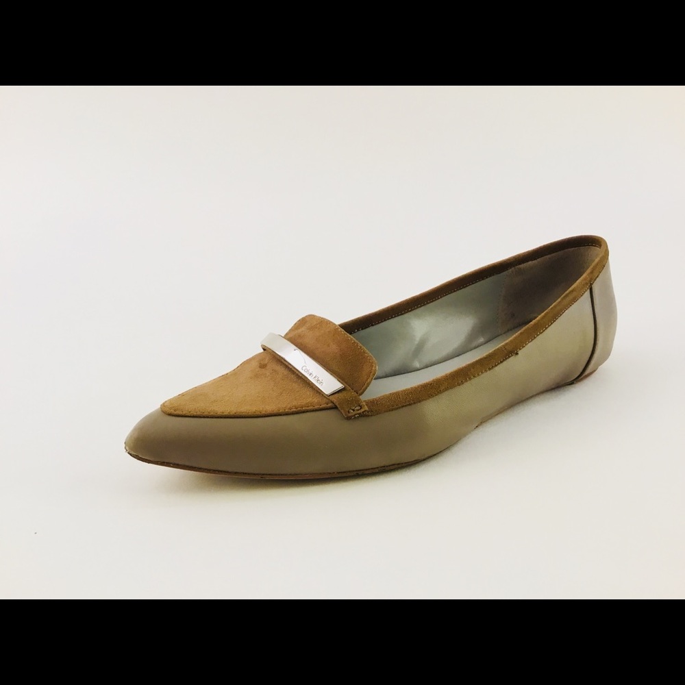 Calvin Klein Tan Pointed Toe Flats 10